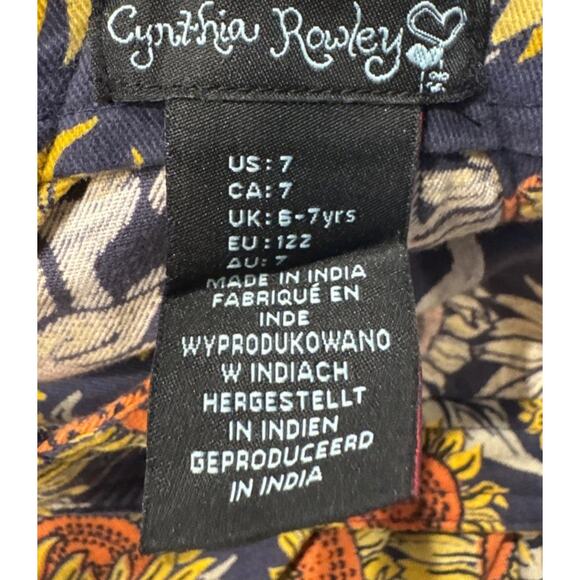 Cynthia Rowley Sunflower Print Overall Dress Girls Size 7 Colorful Fun Artsy - Picture 8 of 9